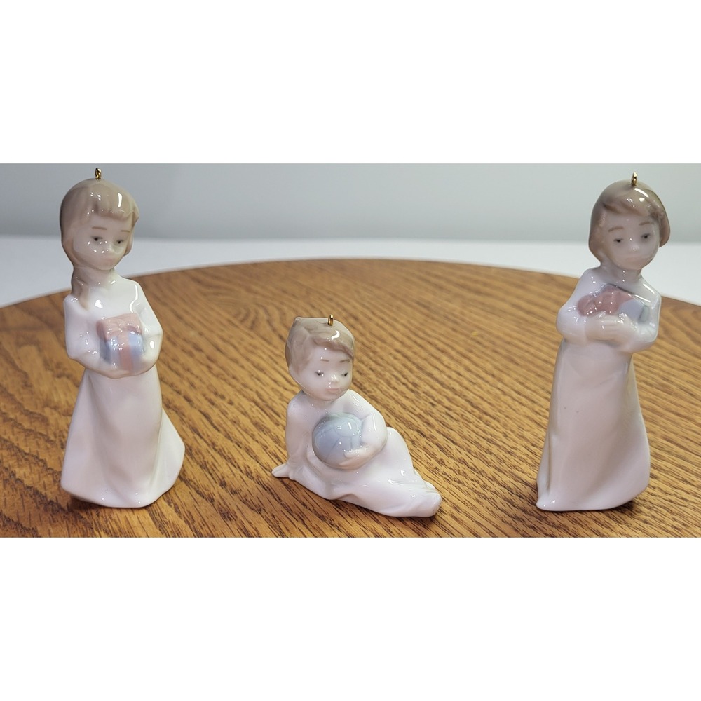 Lladro Ornament Set 1992 Children With Toys Porcelain Figurines 3pc Boxed
